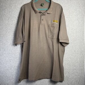 Cabelas Polo Shirt Men's Brown Short Sleeve Outdoors 100% Cotton Logo 2XL/XXL